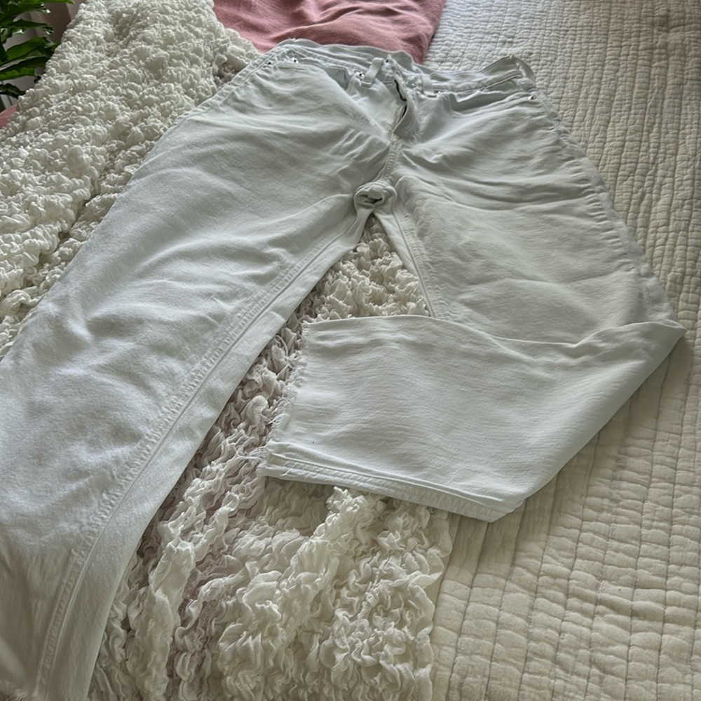 J Crew classic straight white denim jeans